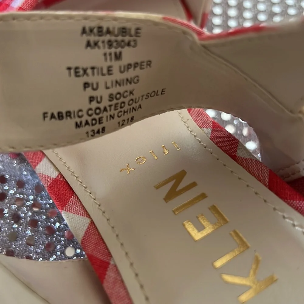 Anne Klein Red and White Checkered Sandals - Picture 7 of 15